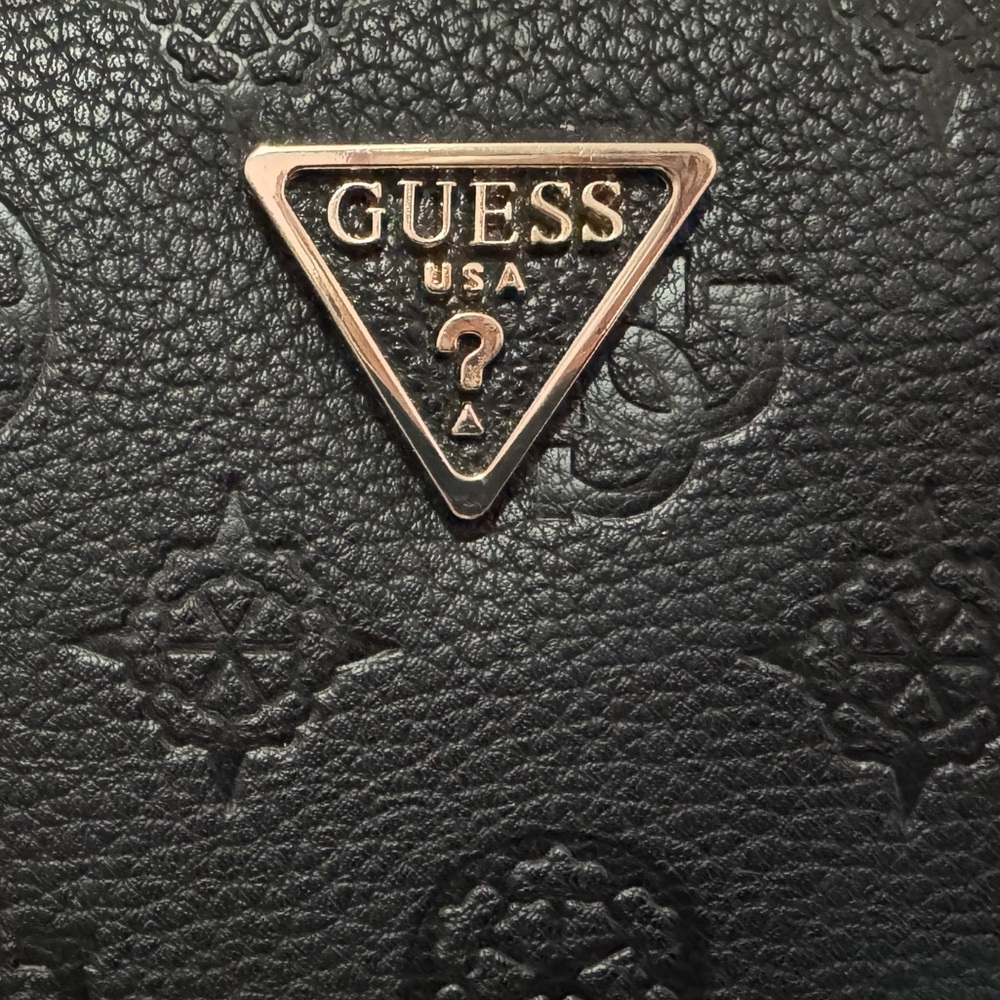 Guess USA Black Zip Around Wallet Wristlet Embossed NWT